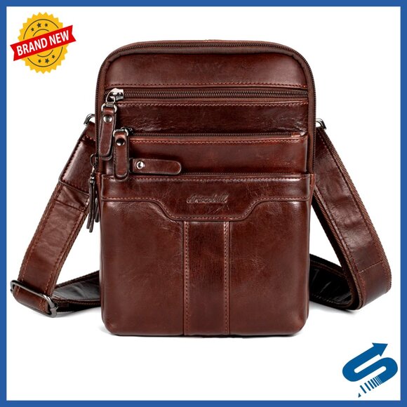 Genuine Leather Messenger Bag Vintage Style Crossbody Sling Shoulder Pack